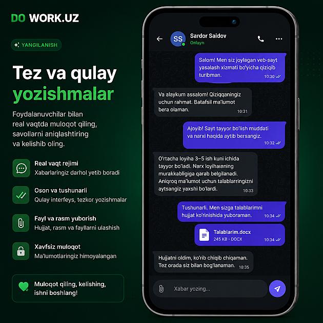Dowork.uz’da Xabarlar bo‘limi yangilandi