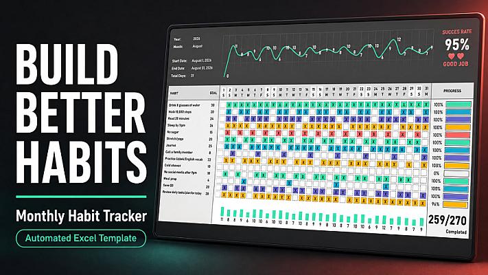 Monthly Habit Tracker – Automated Excel Dashboard