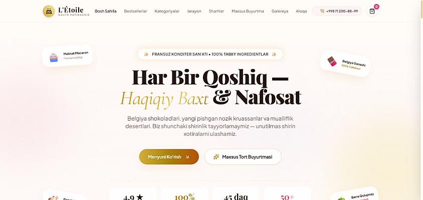 🍰 SWEET LUXE — Shirinliklar va Konditer Mahsulotlari uchun  Hashamatli Landing Sayt