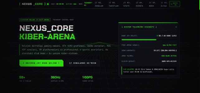 🎮 NEXUS — Gaming Klub / Kiber-kafe uchun Cyberpunk Uslubidagi Sayt