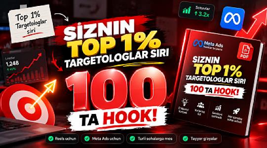 HOOK BANK-sizni top 1% targetologlardan qiluvchi 100 ta Hook!