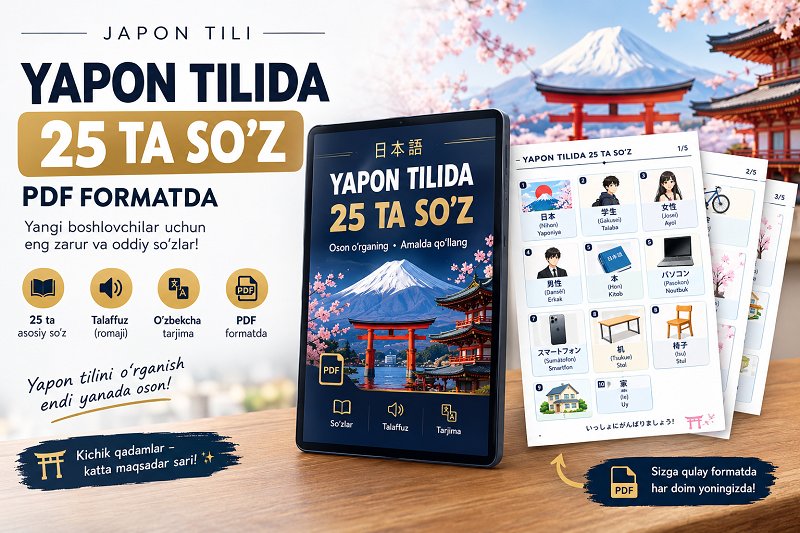 Yapon tili Lug'at ( 25 ta so'z ) PDF