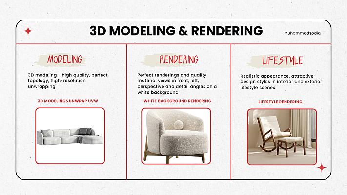 3D Modellashtirish va Renderlash xizmati