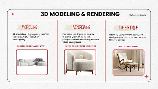 3D Modellashtirish va Renderlash xizmati