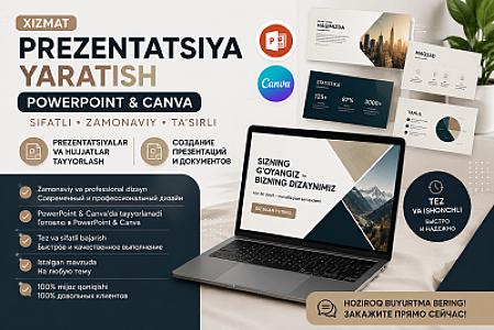 делаю аккуратные презентации в PowerPoint и Canva — быстро, аккуратно, доступно.