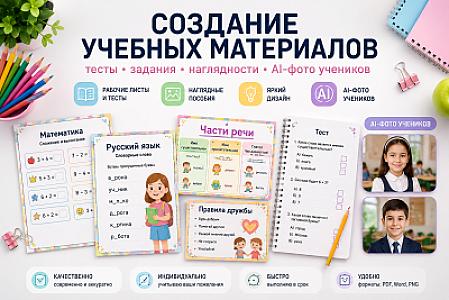 Создание учебных материалов и AI-фото для учеников