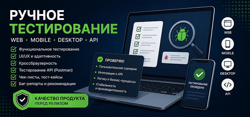 Ручное тестирование Web, Mobile и Desktop приложений