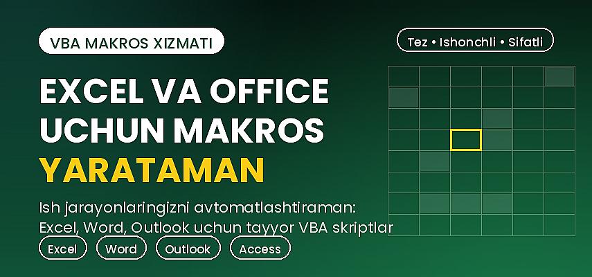EXCEL WORD OUTLOK ACCESS UCHUN MAKROS