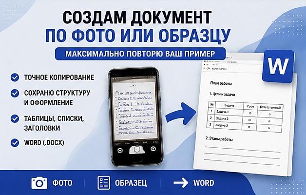 Создам документ Word по фото или образцу