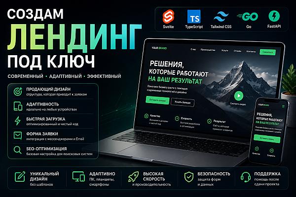 Создам современный лендинг или сайт-визитку под ключ