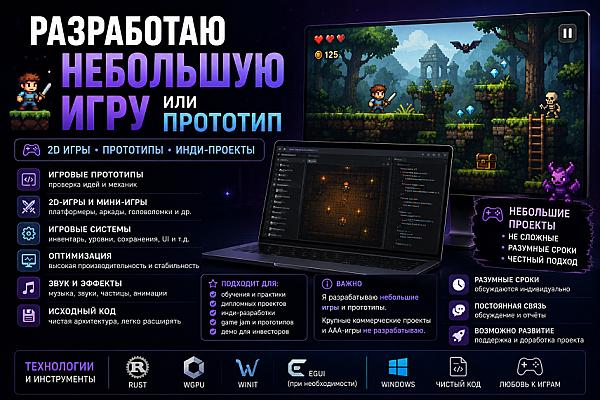 Разработаю небольшую игру или игровой прототип
