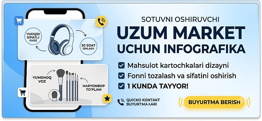 Uzum Market uchun sotuvchi infografika va kartochka dizayni