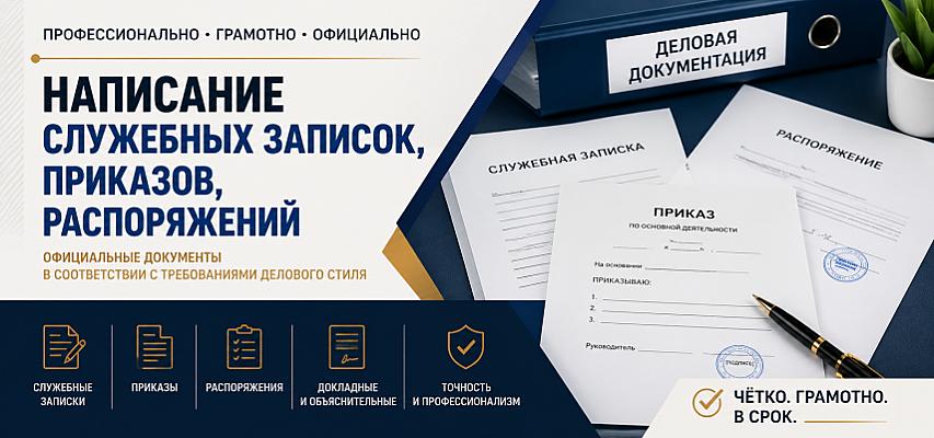 Написание служебных записок, приказов, распоряжений
