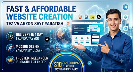Kichik biznes va xizmatlar uchun arzon hamda sifatli Sayt-Landing Page