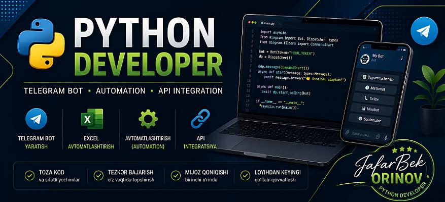 Python yechimlari: botlar, Excel, API