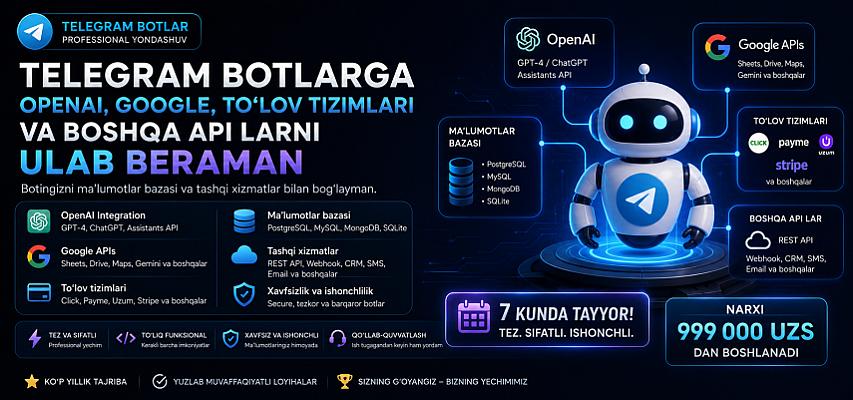 Подключение API к Telegram ботам