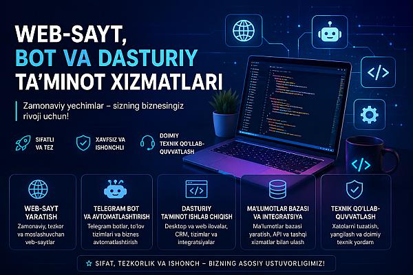 Veb-sayt, bot va dasturiy ta'minot xizmatlari