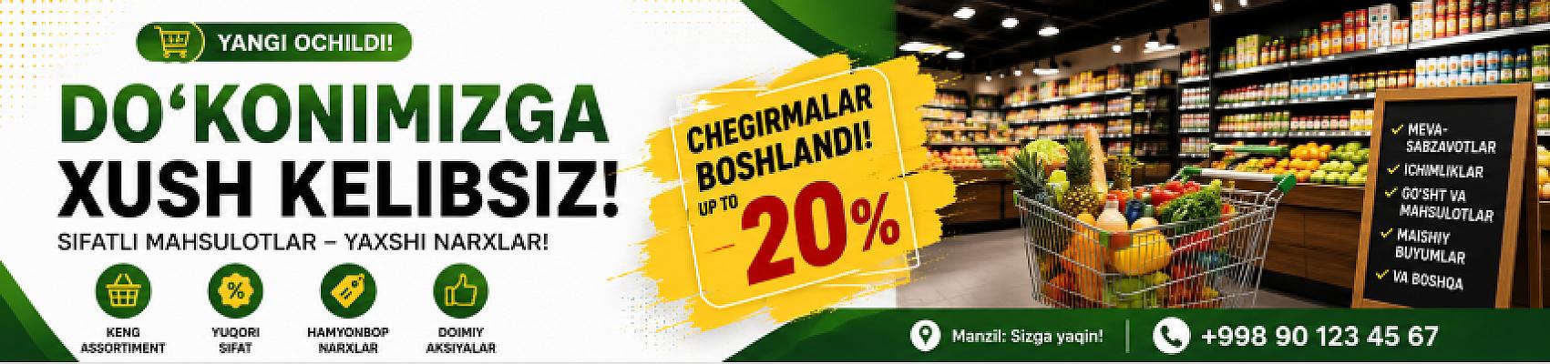 Do‘konlar uchun zamonaviy reklama banneri tayyorlayman