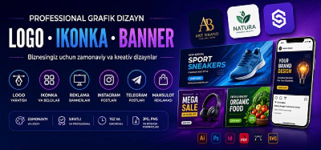 Logo, ikonka, reklama bannerlari va professional rasmlar yarataman