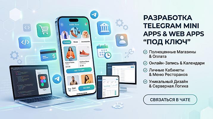 Разработка Telegram Mini App Web App бота под ключ