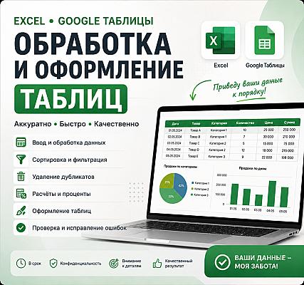 Оформление и обработка таблиц Excel/Google
