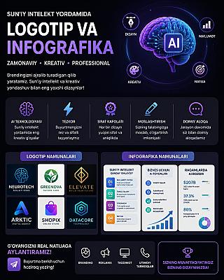 🤖 Sun’iy intellekt yordamida LOGOTIP va INFOGRAFIKA tayyorlayman