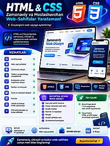 HTML & CSS — Zamonaviy va Moslashuvchan Web-Sahifalar Yarataman