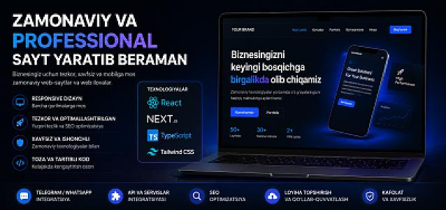 Создам современный и профессиональный сайт — React / Next.js / Vue.js