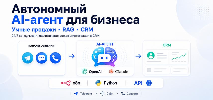 Автономный AI-агент для бизнеса: Умные продажи, RAG и интеграция в CRM