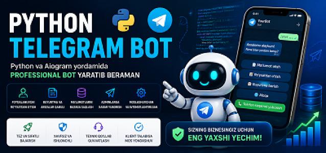 Python va Aiogram dasturida professional Telegram bot