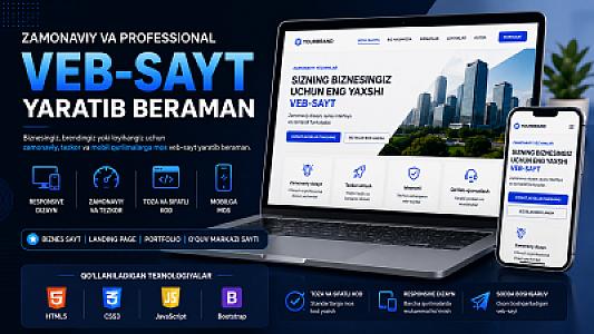 Zamonaviy va professional Web sayt yaratib beraman