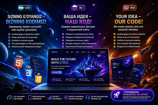 Zamonaviy va responsive web-sayt yaratib beraman