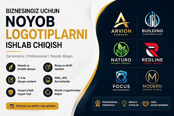 Biznesingiz uchun noyob va professional logotip yarataman