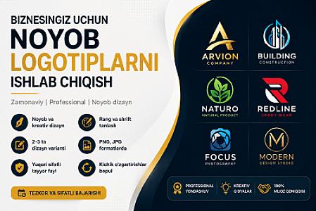Biznesingiz uchun noyob va professional logotip yarataman