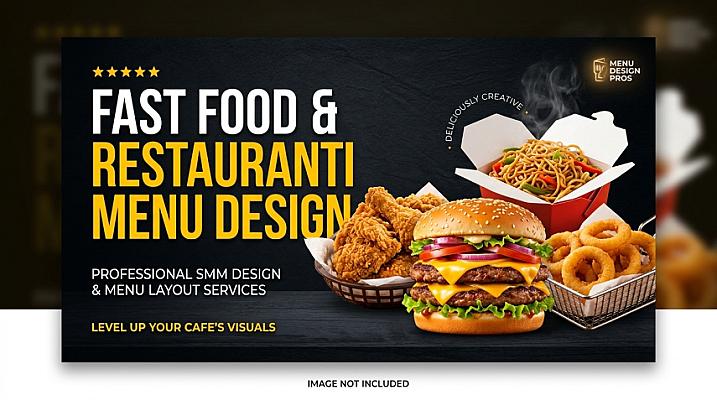 Kafelar va restoranlar uchun sifatli SMM hamda fast-fud menyu dizayni