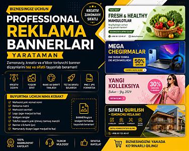 Biznesingiz uchun professional reklama bannerlari yarataman
