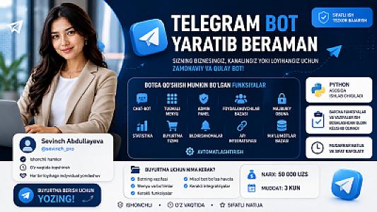 Telegram bot yaratib beraman