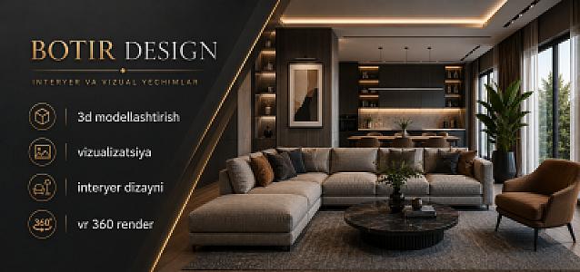 3D modellashtirish, vizualizatsiya va interyer dizayni