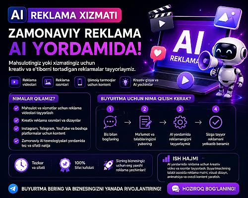 Ai reklamalar tayyorlash