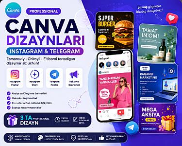 Canva’da Instagram va Telegram uchun professional dizaynlar yara