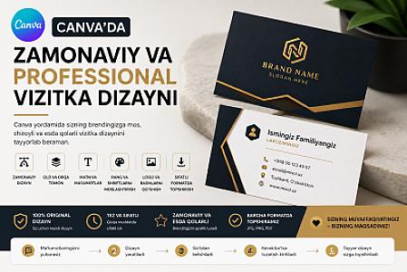 Canva’da zamonaviy va professional vizitka dizayni tayyorlash