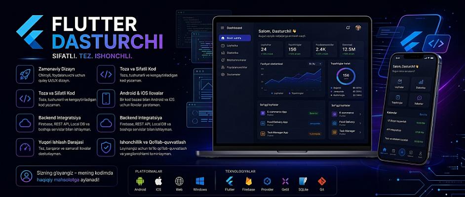 Flutter yordamida Android va Windows ilovalarini yaratish