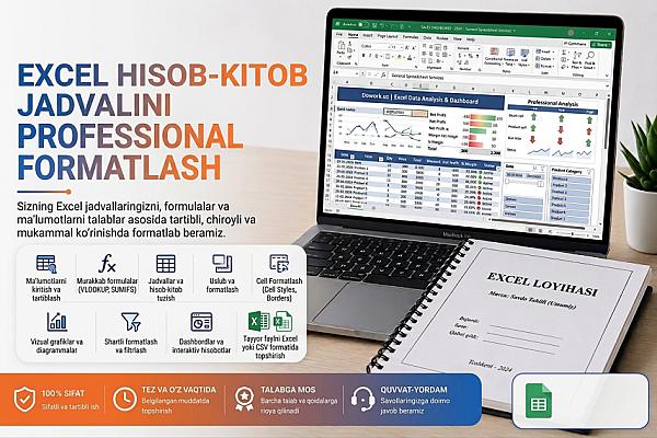 Excel’da formulalar yordamida hisob-kitob jadvallarini yaratish