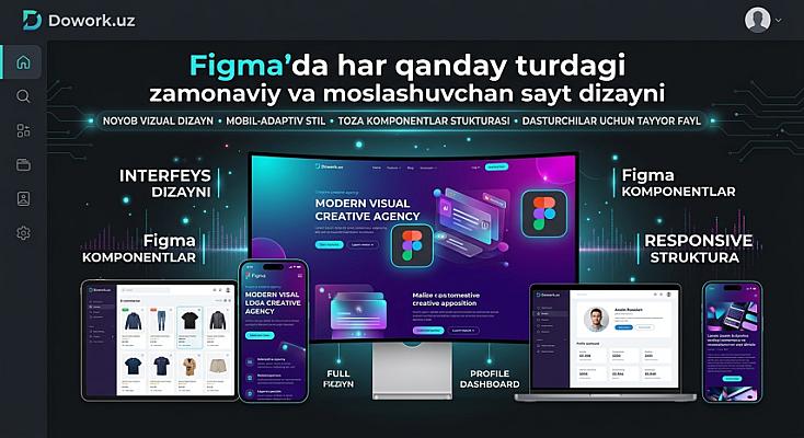 Figma'da zamonaviy va moslashuvchan sayt dizaynini yaratish