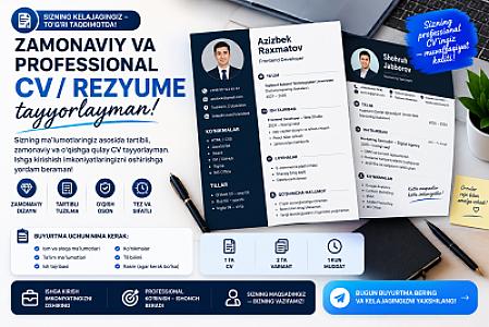 Zamonaviy va professional CV/Rezyume tayyorlayman