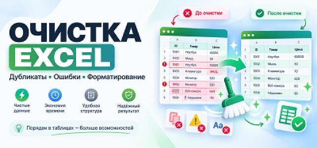 Очищу Excel от дубликатов, ошибок и лишних данных