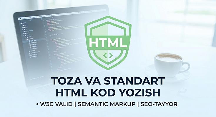 toza HTML5 struktura va semantic kod yozish xizmati
