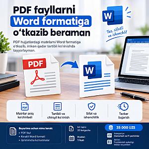 PDF fayllarni Word formatiga o‘tkazib beraman