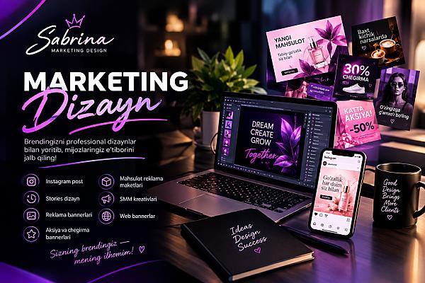 Marketing dizayn — Instagram post, banner va reklama maketlari