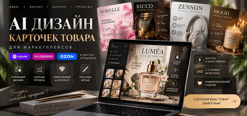 Создам дизайн карточки товара для маркетплейса с помощью AI